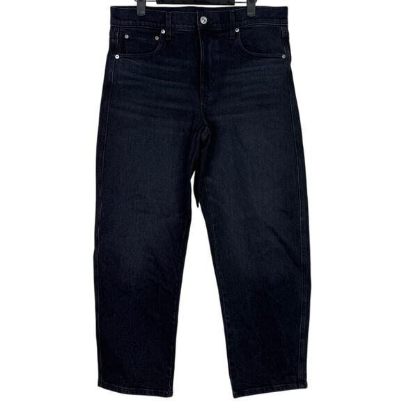 AYR The Knockout Barrel Leg Ankle Cropped stretch Denim Jean 30 Film Noir Black - Picture 16 of 16